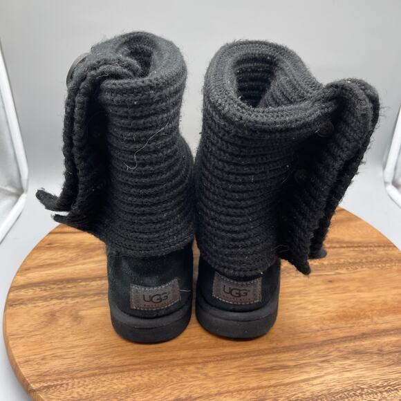 UGG Australia Boots Classic Cardy Womens Size 8 Black Casual Comfort Shoes - Picture 4 of 8